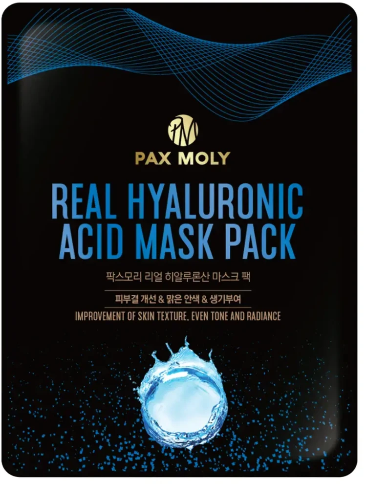 PaxMoly, Real Hyaluronic Acid, Even Tone & Brighten, Sheet Mask, For Face, 25 ml