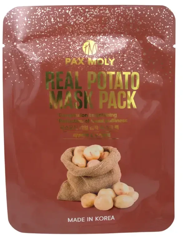 PaxMoly, Real Potato, Brightening, Sheet Mask, For Face, Day & Night, 25 ml