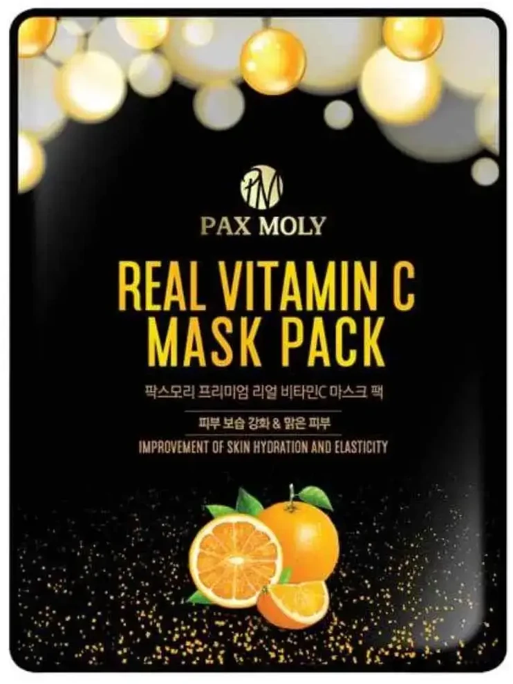 PaxMoly, Real Vitamin C, Brightening & Anti-Aging, Sheet Mask, Face, Day & Night, 25 ml