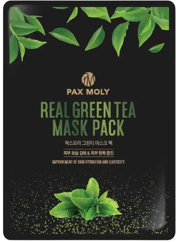 PaxMoly, Real Žalias Tea, Hydration & Elasticity, Sheet Mask, For Face, 25 ml