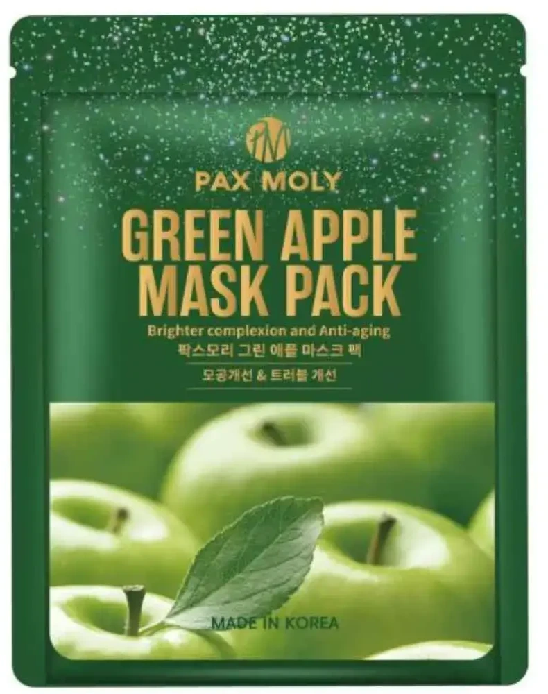 PaxMoly, Žalias Apple, Brightening, Sheet Mask, For Face, Day & Night, 25 ml