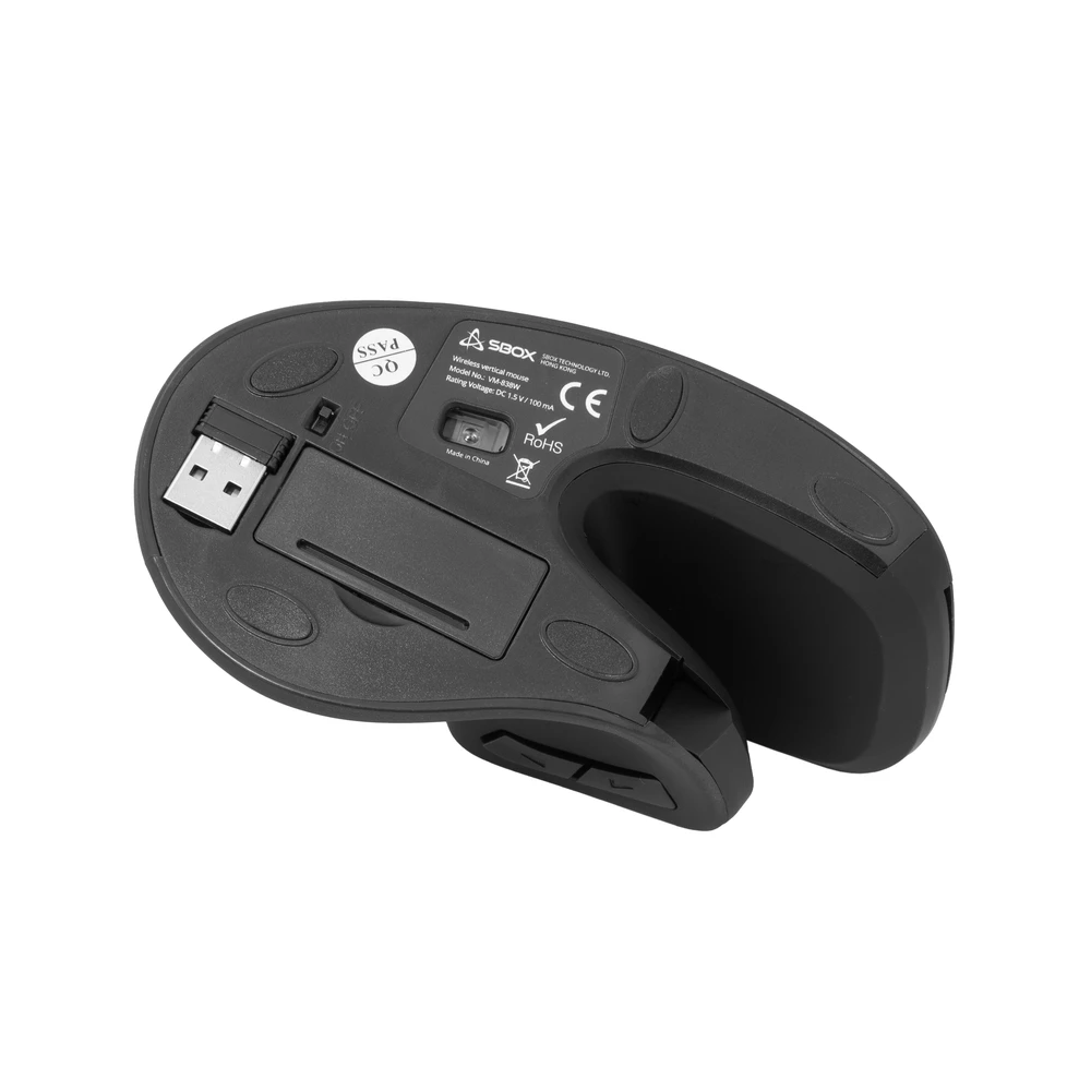 SBOX Vertical belaidė optinė pelė, 1200-3200 DPI, 6D, Juodas (WM-838W-B)