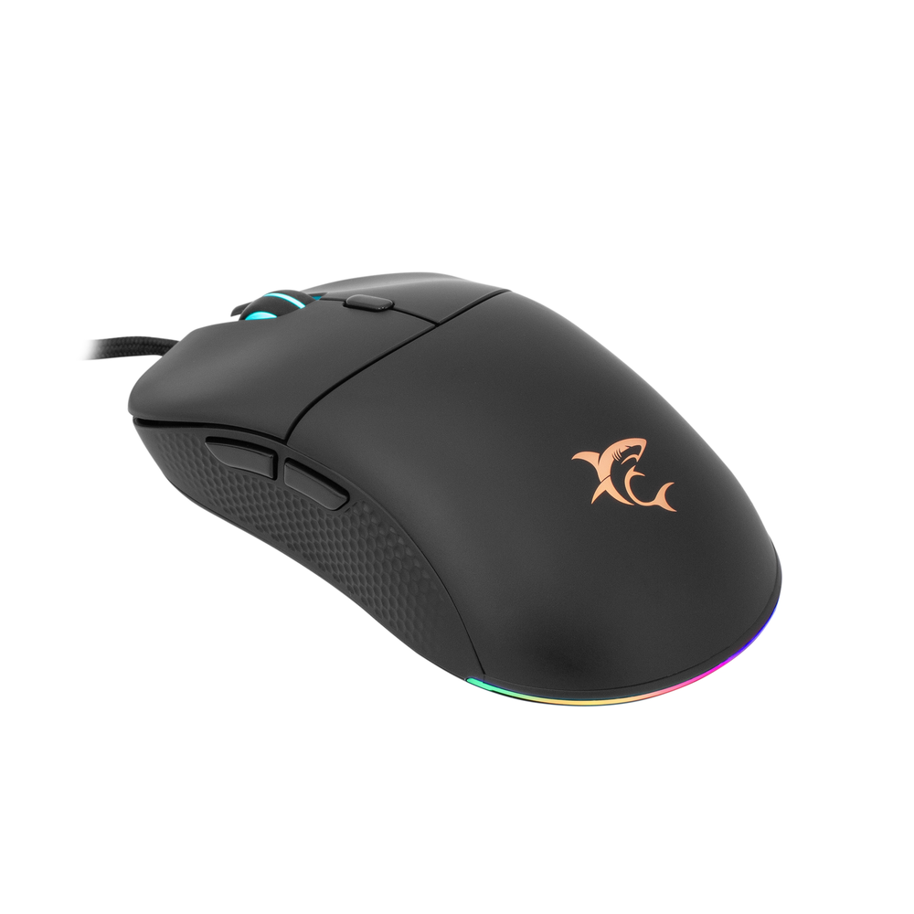 Pelė White Shark Myszka žaidimams Baltas Shark Bagdemagus GM-5010 su laidu 7200 dpi optinė juoda