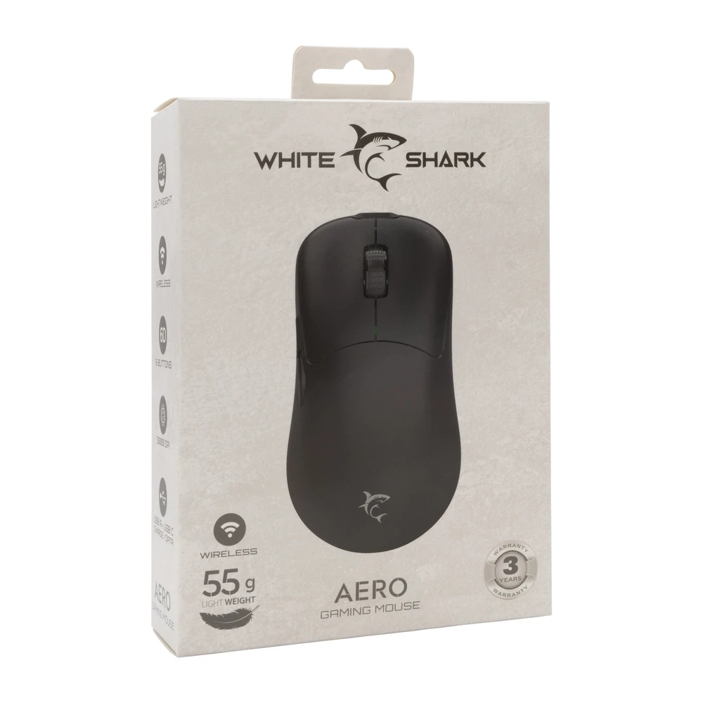 Pelė White Shark Baltas Shark Baltas Shark AERO-B WGM-5015, Juodas