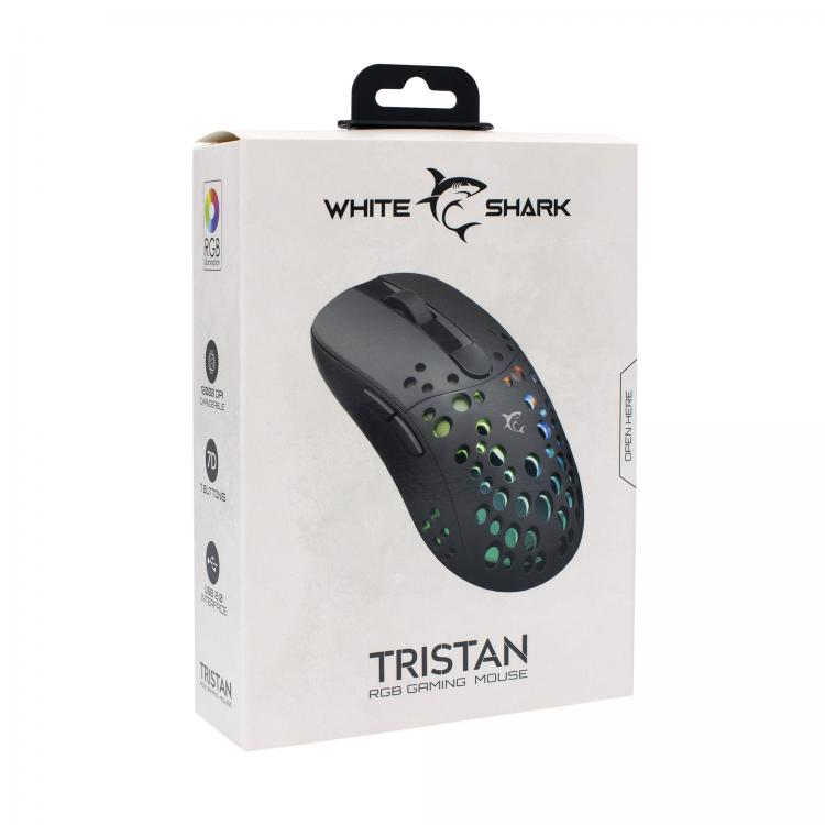 Žaidimų pelė White Shark Tristan, 12000 DPI, su RGB pašvietimu