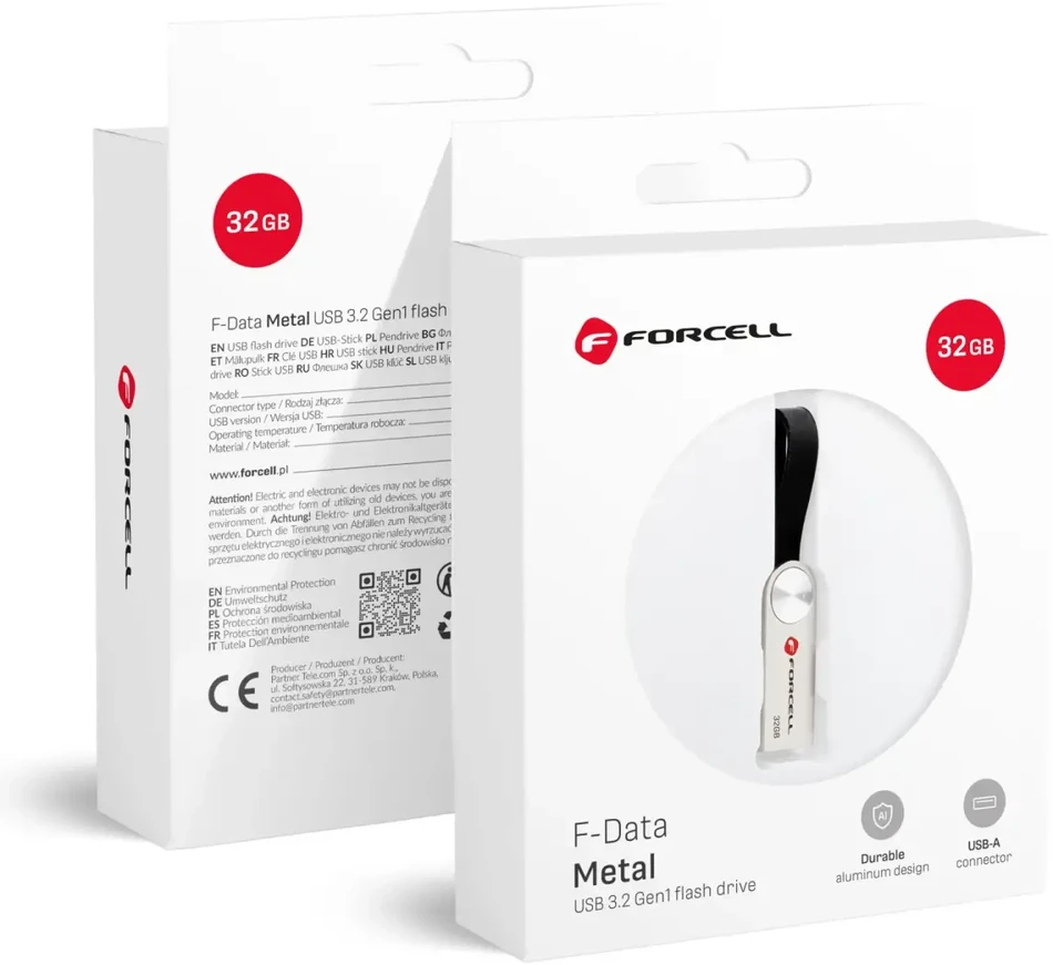 Pendrive 32GB USB 3.2 Gen 1 (USB A) Forcell F-Data Metal sidabrinis