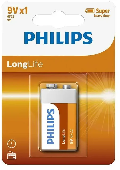 PHILIPS 6F22L1B/10 Baterija PHILIPS LONGLIFE 9V 6F22 (BLISTER OF 1)