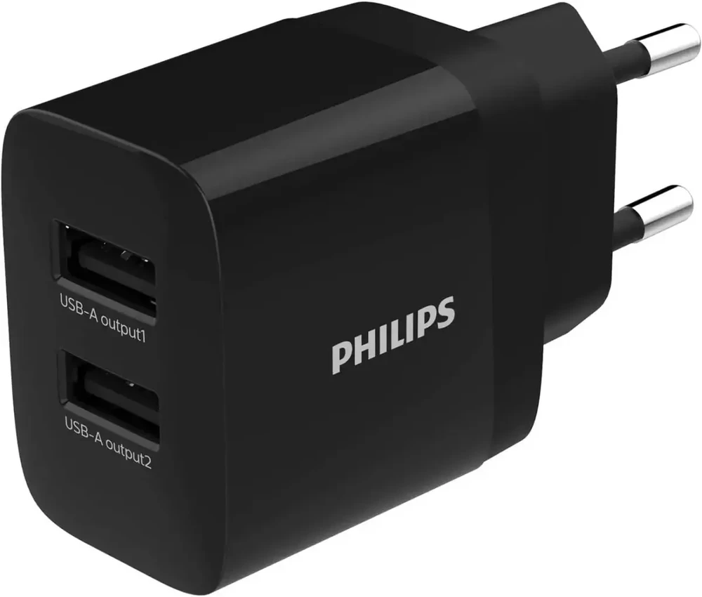 Philips DLP2620/12 USB 17W | 2.4A Juodas