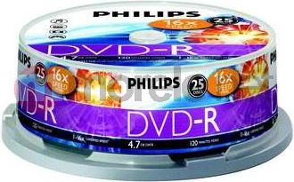 1x25 Philips DVD-R 4,7GB 16x SP