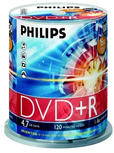 1x100 Philips DVD+R 4,7GB 16x SP
