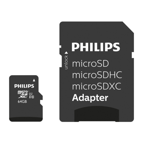 Atminties kortelė „Philips“ „Micro SDXC“ kortelė 64 GB, 10 klasės UHS-I U1, įsk. Adapteriai