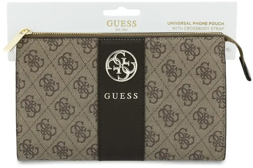 Torebka na telefon Guess 4G with Round 4G & Classic Logos Stripe ruda