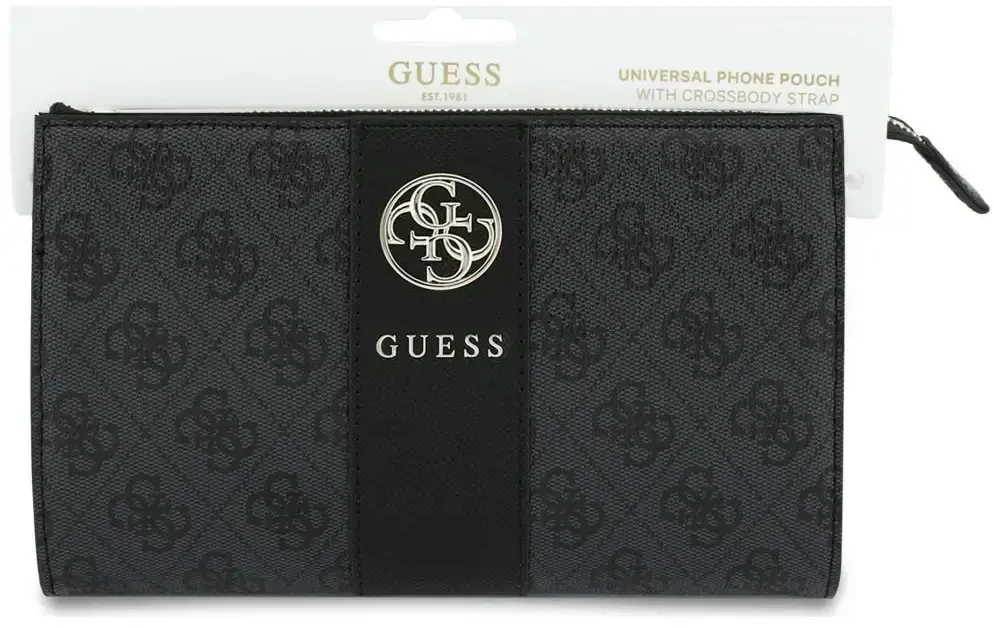 Torebka na telefon Guess 4G with Round 4G & Classic Logos Stripe juoda