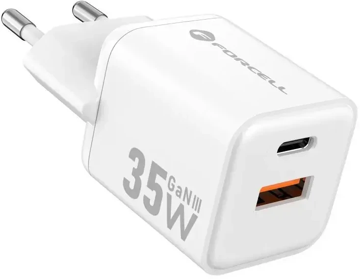 Telefono įkroviklis Forcell F-Energy Mini GaN III USB C + USB A QC4.0 PD 35W VT-35C baltas 0INT