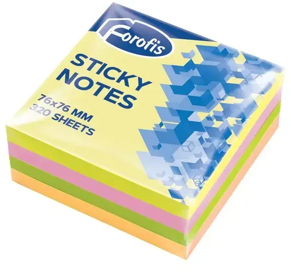 Lipnūs lapeliai FOROFIS 76x76mm , kubas, 320 lapellų (4 neoninės spalvos)