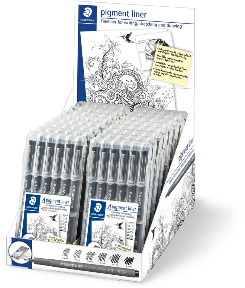 Braižiklis Staedtler PigmentLiner, rinkinyje 6 skirtingi pločiai