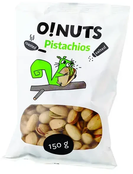 Kepinti ir sūdyti pistacijų riešutai O!NUTS, 150 g