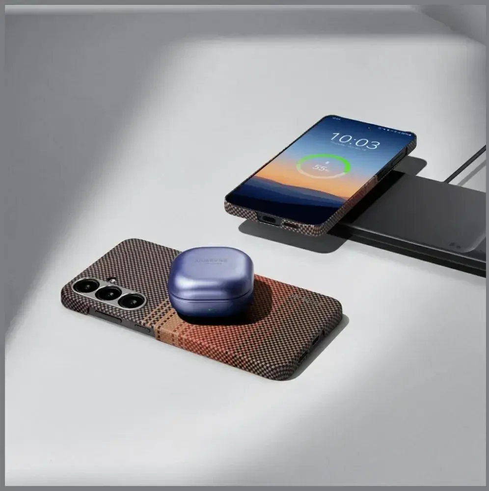 Dėklas Pitaka „Moonrise Touch“ austas „MagSafe“, skirtas „Samsung Galaxy S25 Sunset“