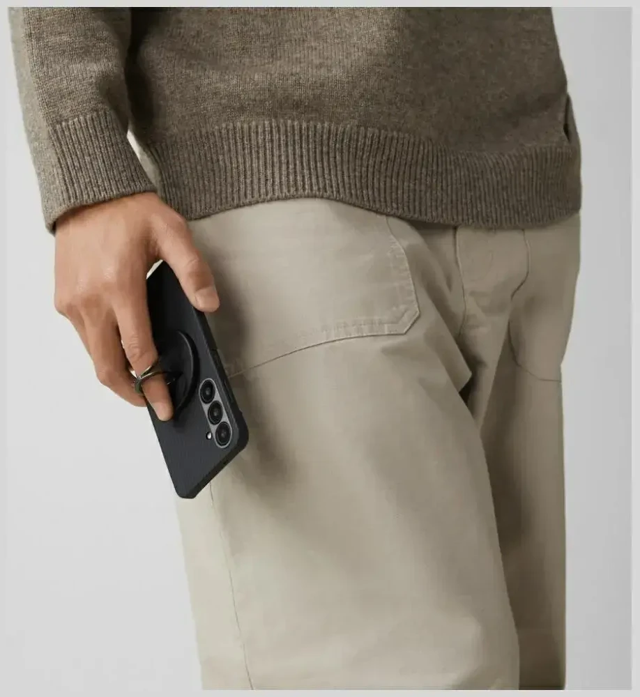 Dėklas PITAKA Ultra-Slim MagSafe skirtas Samsung Galaxy S25 juodos ir pilkos spalvos