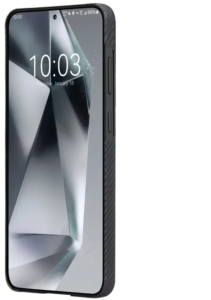 Dėklas PITAKA Ultra-Slim MagSafe skirtas Samsung Galaxy S25 juodos ir pilkos spalvos