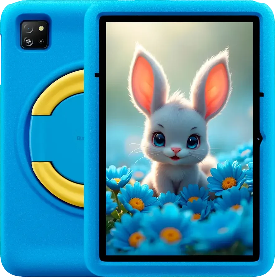 Planšetė Blackview Tab 60 Pro Kids LTE 10.1 colio HD+ 800x1280 IPS 60Hz 4GB/128GB aštuonių branduolių T606 1.6GHz 5MP priekinė/8MP galinė kamera Baterija 7700mAh be įkroviklio USB Type-C Android 15 SD kortelės lizdas Ocean Mėlyna