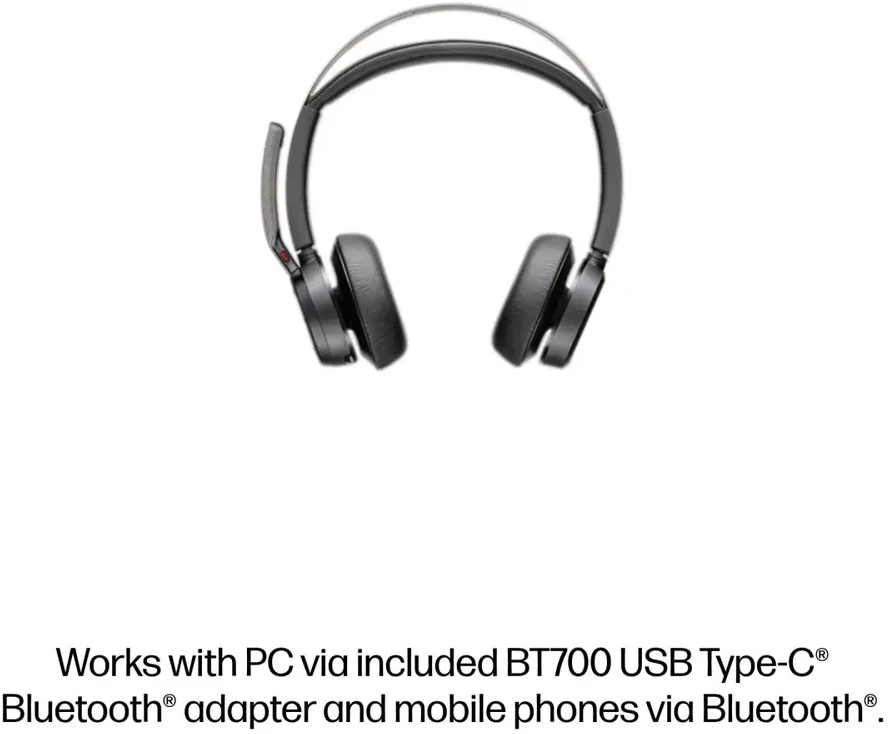 Plantronics/Poly Hewlett Packard (HP) HP Poly Voyager Focus 2 Microsoft Teams sertifikuotas USB-C-C Ausinės +USB-C/A adapteris + įkrovimo stovai Be lokalizacijos