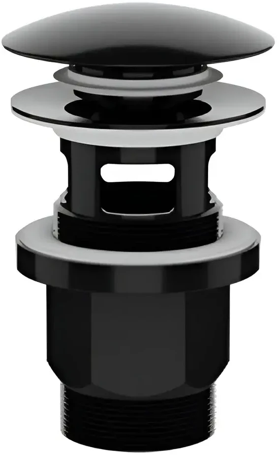 Plastbrno Išleidimo kamštis praustuvei Universalus Click-Clack 1 1/4 colio Juoda