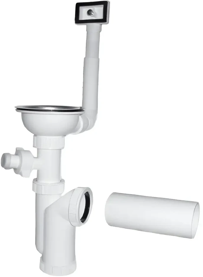 Plastbrno Sifonas virtuvės kriauklei 115 1/2X50mm su išbėgimu ir perpildymu
