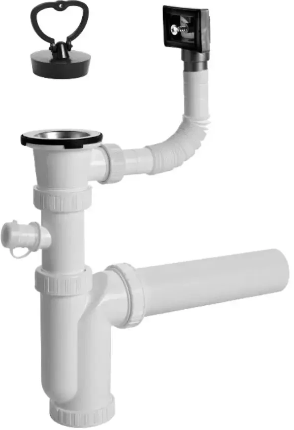 Plastbrno Virtuvės išleidimo sifonas su išleidimu ir perpildymu 1 1/2"X50mm