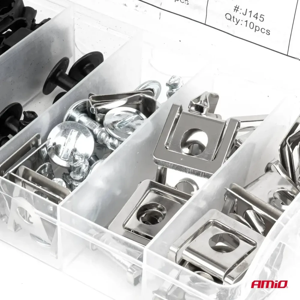 Plastikinių ir metalinių varžtų bei montavimo plokštelių rinkinys 16 mm 22 mm 60 vnt. amio-05034