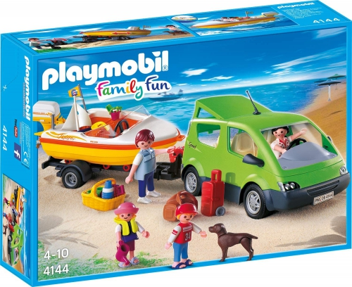 Žaislų rinkinys - Playmobil 4144 Šeimos furgonas su valties priekaba (Playmobil, furgonas, priekaba, valtis)