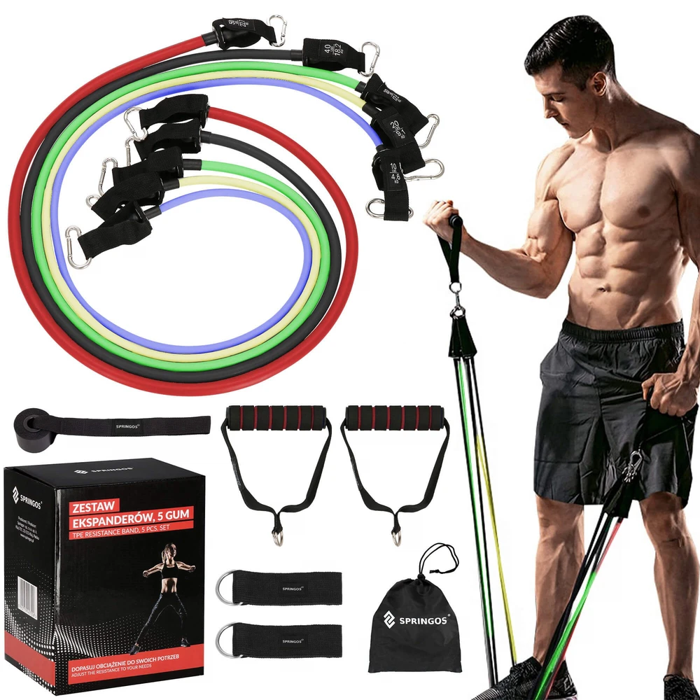 Pasipriešinimo gumų-espanderių komplektas SPRINGOS Multigym
