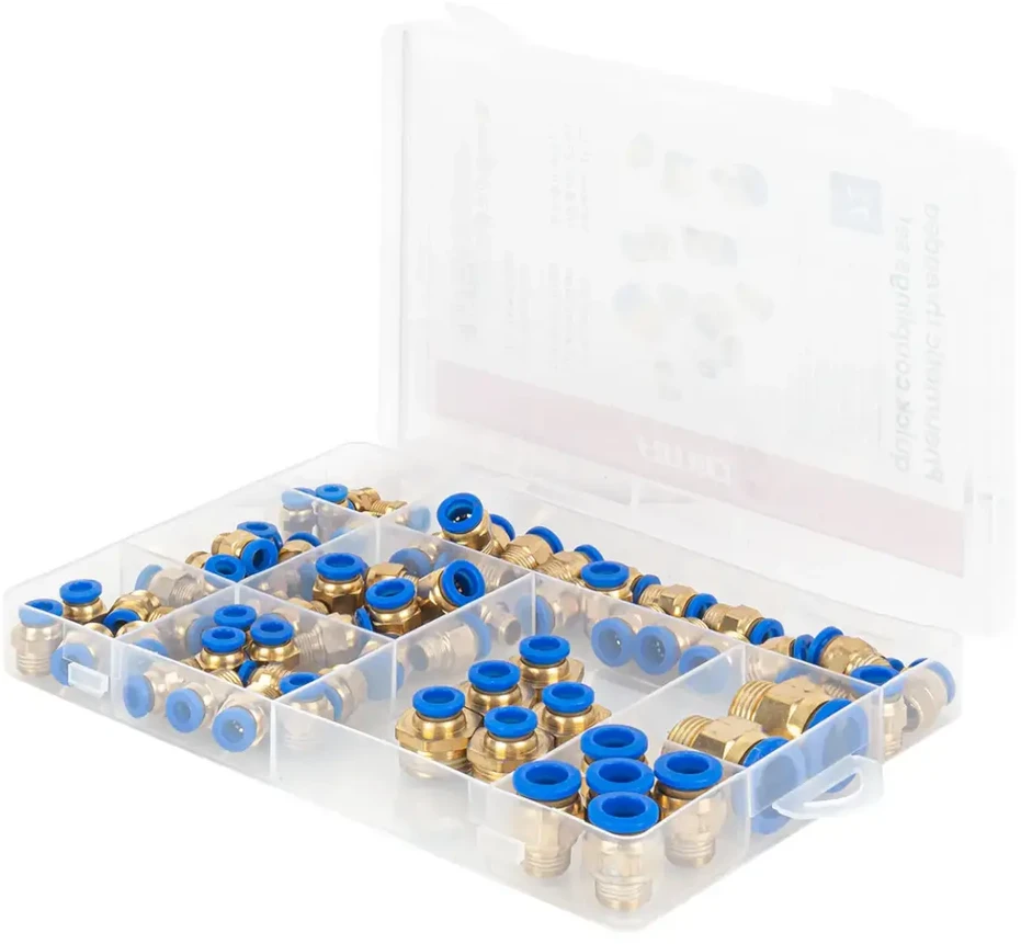 Pneumatinių srieginių greitųjų jungčių rinkinys, 4–16 mm, 72 vnt., AMIO-04922