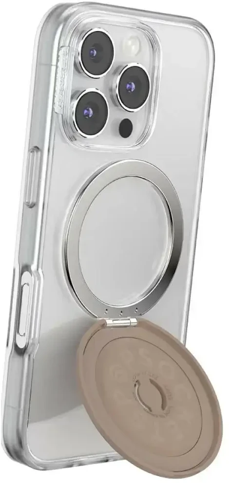 „PopSockets Kick-Out Grip Latte MagSafe“ telefono laikiklis ir stovas, smėlio spalvos