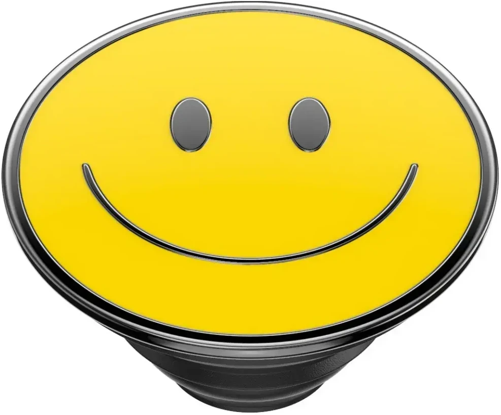 „PopSockets PopTop Combo“ emaliuotas „Be Happy“ geltoninis telefono laikiklis ir stovas