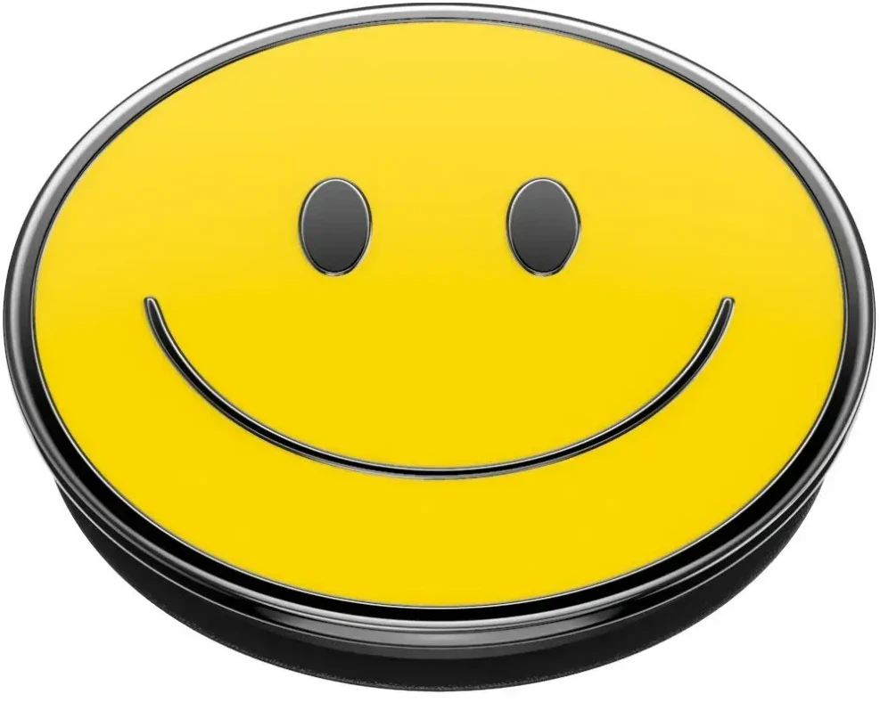 „PopSockets PopTop Combo“ emaliuotas „Be Happy“ geltoninis telefono laikiklis ir stovas