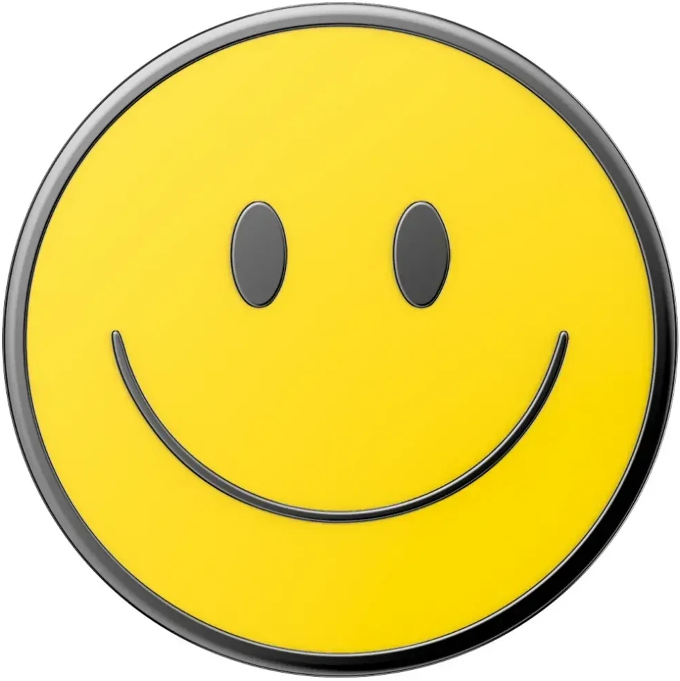 „PopSockets PopTop Combo“ emaliuotas „Be Happy“ geltoninis telefono laikiklis ir stovas
