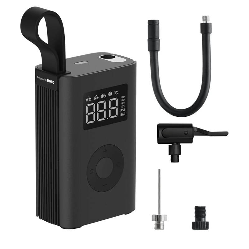 Nešiojamas kompresorius, elektrinis siurblys HOTO QWCQA001 (10.3 baro, 150 PSI, 2000 mAh)