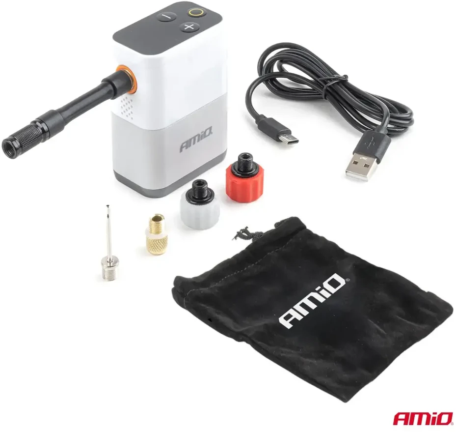 Mini belaidis dviračio kompresorius bešepetėlinis su LED ekranu, 40 W, USB-C, amio-04946