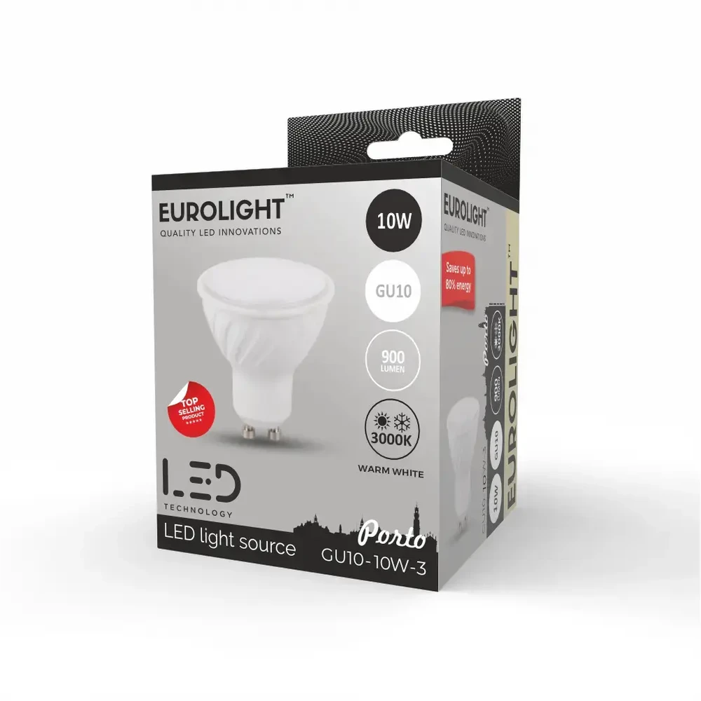 Porto LED lemputė 10W 3000K GU10 95lm/W Eurolight