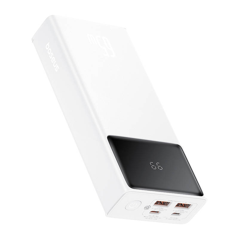 Power Bank Baseus Star-Lord, 20000mAh 65W + USB – USB-C laidas (baltas)