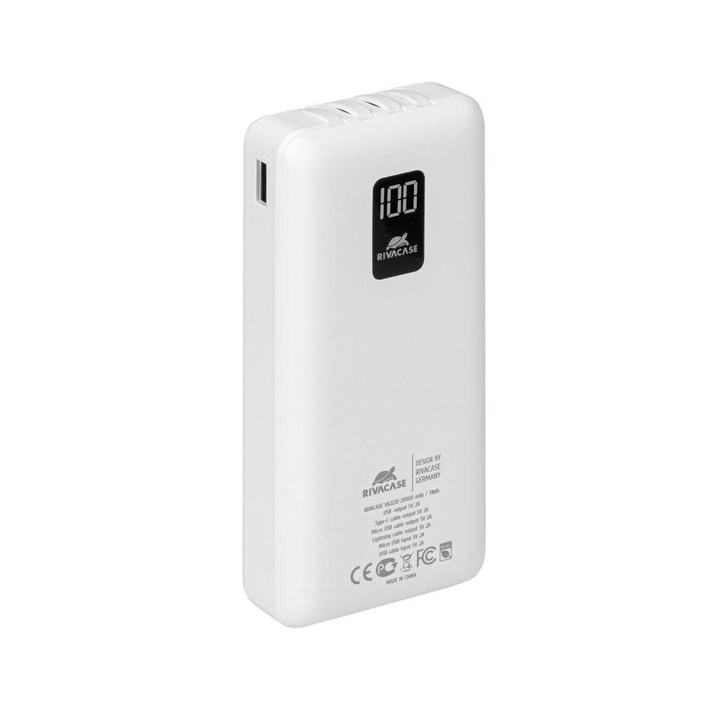 Nešiojama baterija RIVACASE VA2220 (20000 mAh) Baltas EU portable battery