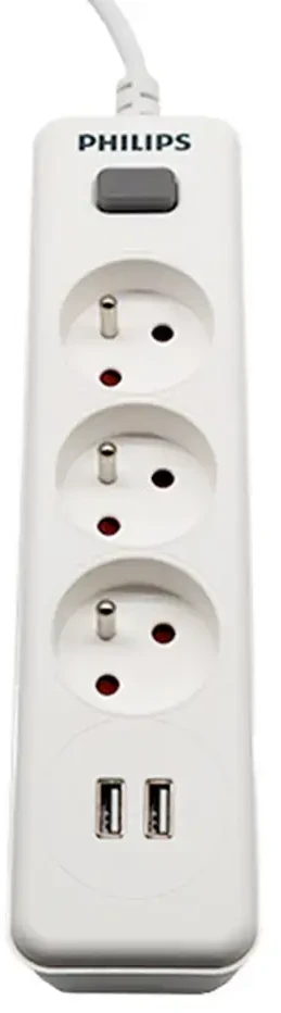 „Philips“ viršįtampių apsaugos įrenginys Balta, 3 lizdai, 2 x USB, 2 m, SPN3032WA/60