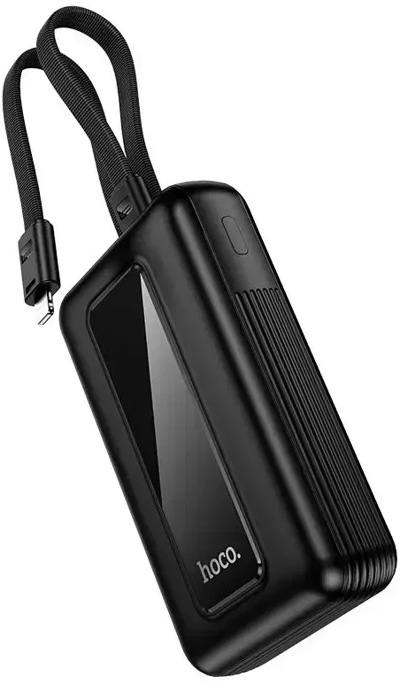Powerbank 10000 mAh QC PD 22,5W with built-in cables USB C+ Lightning Hoco J162 juodas