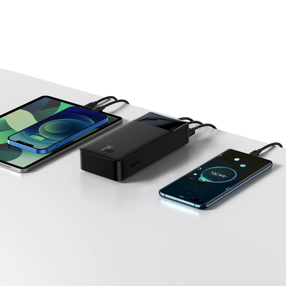 Išorinė baterija Power Bank Baseus Bipow Type-C PD+2xQuick Charge 3.0 15W 30000mAh su ekranu juoda PPBD050201