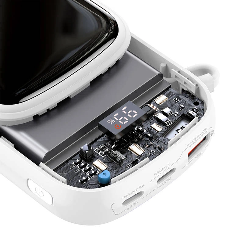 Powerbank Baseus Qpow PRO su laidu, 20000mAh, 22.5W (balta)