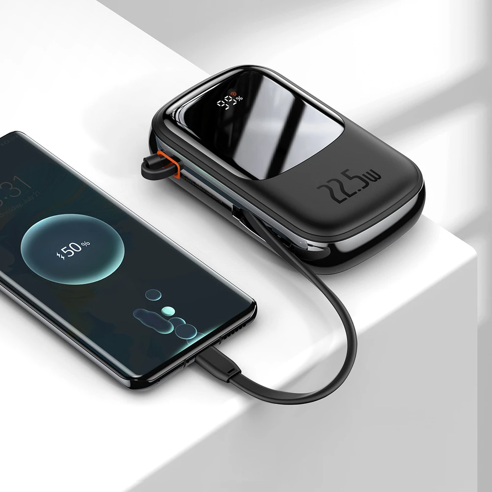 Baseus Qpow PRO Powerbank kabelis, 20000mAh, 22.5W (fekete)