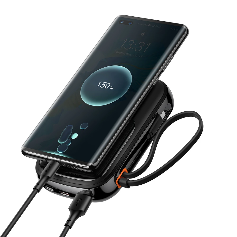 Baseus Qpow PRO Powerbank kabelis, 20000mAh, 22.5W (fekete)