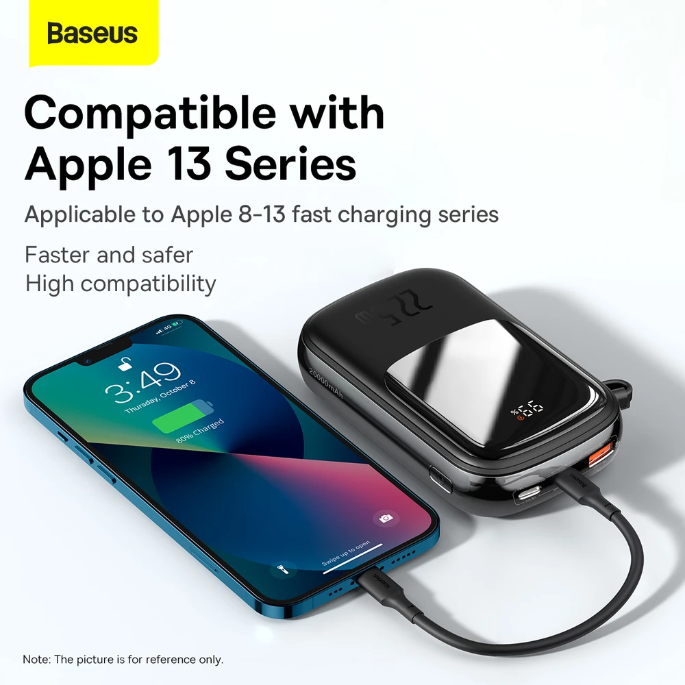 Baseus Qpow PRO Powerbank kabelis, 20000mAh, 22.5W (fekete)