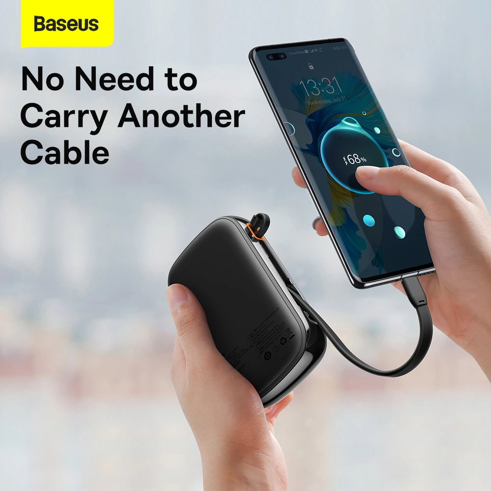 Baseus Qpow PRO Powerbank kabelis, 20000mAh, 22.5W (fekete)